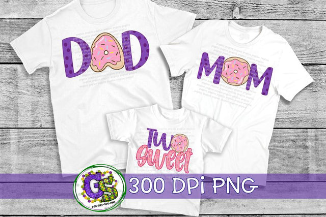 Two Sweet Donut PNG Bundle for Sublimation-2nd Birthday PNG Sublimation Greedy Stitches 