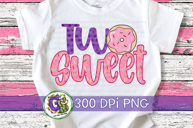 Two Sweet Donut PNG for Sublimation-2nd Birthday PNG Sublimation Greedy Stitches 