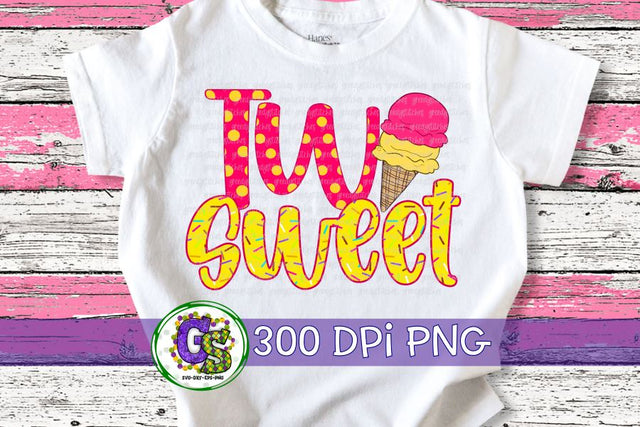 Two Sweet Ice Cream PNG for Sublimation-2nd Birthday PNG Sublimation Greedy Stitches 