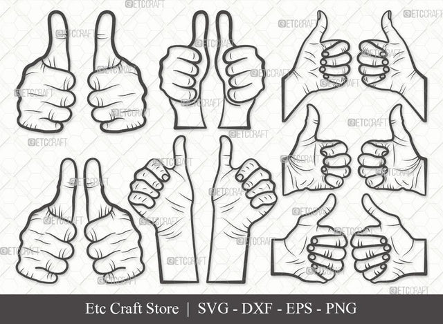 Two Thumbs Up Outline SVG Cut File | Thumbs up Svg | Hands Svg | Double Thumbs Up Svg | This Guy Thumbs Bundle SVG ETC Craft 