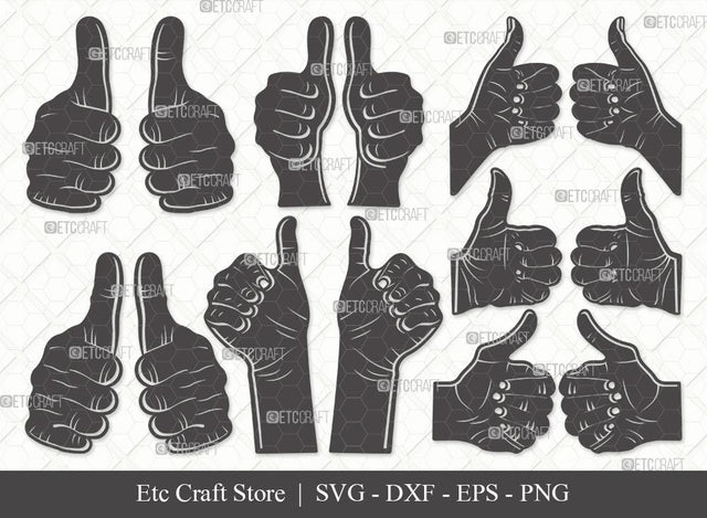 Two Thumbs Up Silhouette SVG Cut File | Thumbs up Svg | Hands Svg | Double Thumbs Up Svg | This Guy Thumbs Bundle SVG ETC Craft 