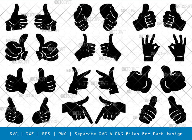 Two Thumbs Up SVG, Thumbs Up Silhouette, Hand Sing Svg, Okay Sign Svg, Hand Svg, Thumbs Svg, Double Thumbs Svg, Thumbs Up Bundle SVG ETC Craft 