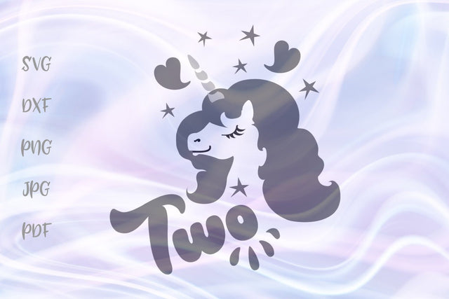 Two Unicorn 2nd Birthday SVG, PNG, DXF, PDF, JPG SVG Digitals by Hanna 