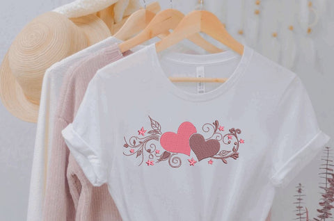 Two Valentine Hearts Machine Embroidery Design Embroidery/Applique DESIGNS Canada Embroidery 