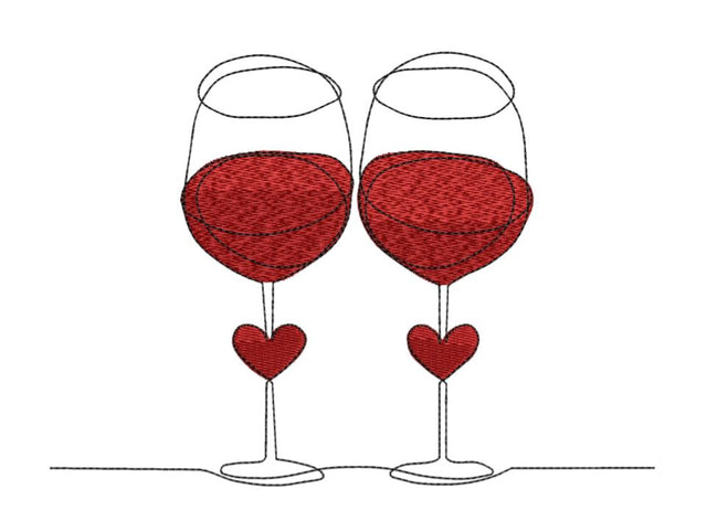 Two Wine Glasses Machine Embroidery Design Embroidery/Applique DESIGNS Canada Embroidery 