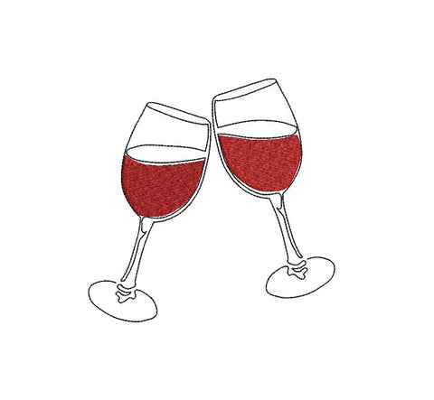 Two Wine Glasses Machine Embroidery Design Embroidery/Applique DESIGNS Canada Embroidery 