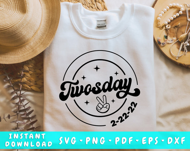 Twosday SVG, 22 February 2022 SVG Cut File, Twosday PNG SVG HappyDesignStudio 