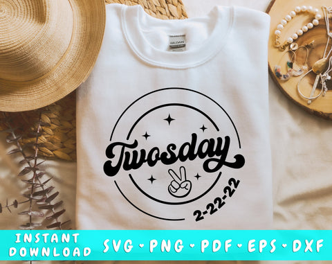 Twosday SVG, 22 February 2022 SVG Cut File, Twosday PNG SVG HappyDesignStudio 