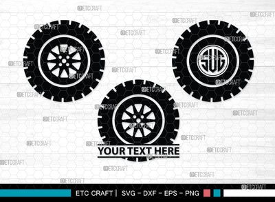Tyre monogram, Tyre Silhouette, Tyre SVG Cut Files, Vehicle Tyre Svg, Tire Svg, Tyre Wheel Silhouette Bundle, SB00095 SVG ETC Craft 