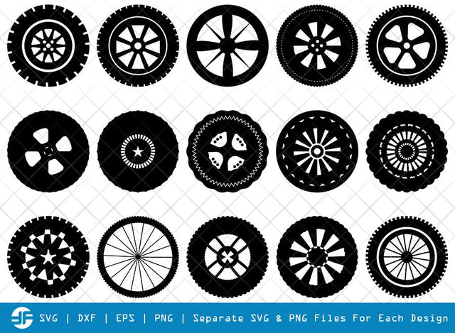 Tyre SVG Cut Files | Tyre Wheel Silhouette Bundle | Wheel Stencil Svg | Wheel Tire Svg SVG ETC Craft 