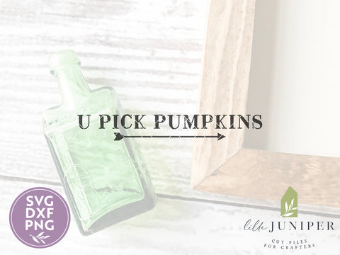 U Pick Pumpkins SVG | Fall SVG | Rustic Sign Design SVG LilleJuniper 