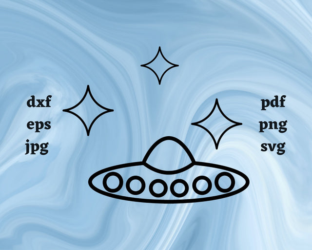 UFO and Stars SVG Cut File SVG Northern Light SVG 