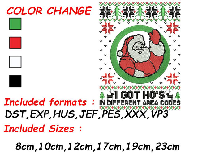 Ugly Christmas, Christmas Embroidery, Santa Embroidery, Adult Embroidery, Naughty Christmas Embroidery/Applique DESIGNS SVG Digital Designer 