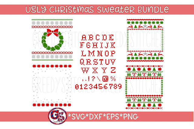 Ugly Christmas Sweater Bundle SVG SVG Greedy Stitches 