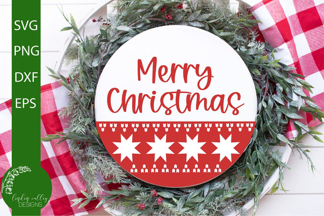Ugly Sweater Round SVG-Merry Christmas Quote SVG SVG Linden Valley Designs 