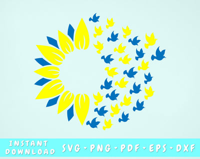 Ukraine Sunflower SVG, Peace For Ukraine SVG, Ukraine Peace Dove SVG, Ukrainian SVG, Pray For Ukraine SVG, Ukrainian Clipart SVG HappyDesignStudio 