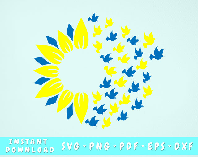 Ukraine Sunflower SVG, Peace For Ukraine SVG, Ukraine Peace Dove SVG, Ukrainian SVG, Pray For Ukraine SVG, Ukrainian Clipart SVG HappyDesignStudio 