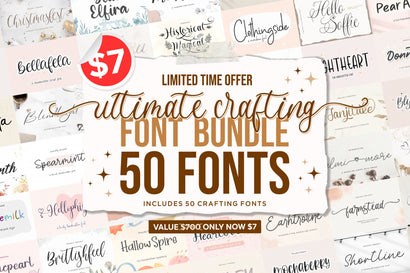 Ultimate Crafting Fonts Bundle with 50 Fonts | LIMITED TIME OFFER! Font Qwrtype Foundry 