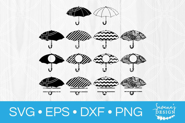Umbrella Monogram Bundle SVG SavanasDesign 