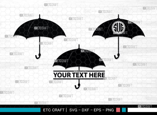 Umbrella Monogram, Umbrella Silhouette, Umbrella SVG Cut Files, Rain, Umbrellas Silhouette Svg, SB00096 SVG ETC Craft 