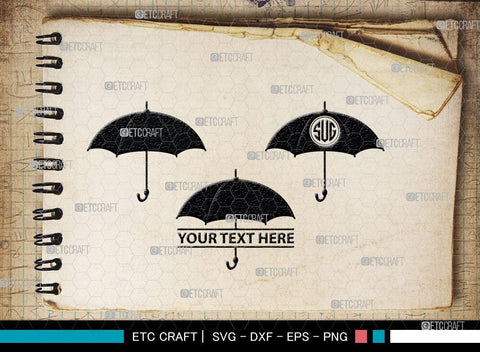 Umbrella Monogram, Umbrella Silhouette, Umbrella SVG Cut Files, Rain, Umbrellas Silhouette Svg, SB00096 SVG ETC Craft 