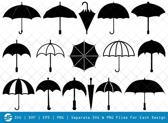 Umbrella SVG Cut Files | Rain Svg | Umbrellas Silhouette Bundle | Beach Umbrella Svg SVG ETC Craft 