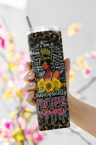 Unapologetically Dope 20oz Skinny Tumbler Sublimation, Black Lives Matter Tumbler Wrap, Leopard Afro Girl PNG Sublimation CaldwellArt 