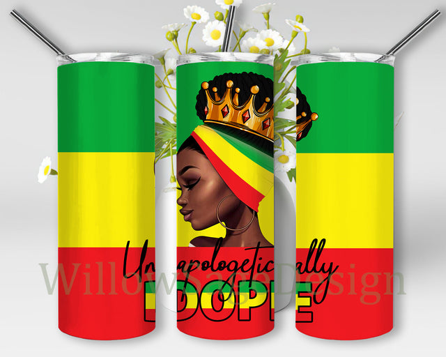 Unapologetically Dope Tumbler Png, African Woman 20oz Skinny Tumbler, Black Queen Tumbler Wrap, African American Sublimation Design, Digital Download Sublimation WillowSageDesign 