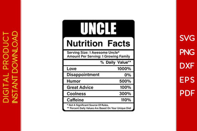 Uncle Nutrition Facts SVG PNG PDF Cut File SVG Creativedesigntee 