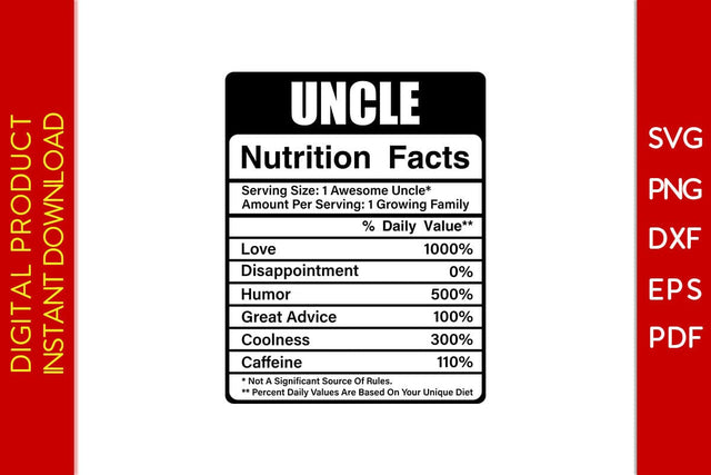 Uncle Nutrition Facts SVG PNG PDF Cut File SVG Creativedesigntee 