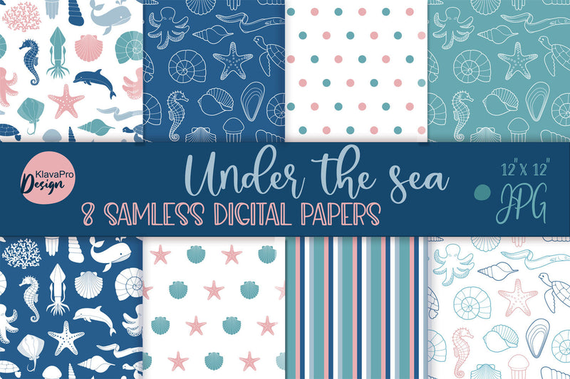 Under the sea digital papers, underwater seamless patterns, Ocean - So ...
