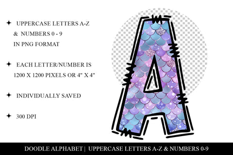 Under The Sea Mermaid Doodle Alpha Sublimation BijouBay 