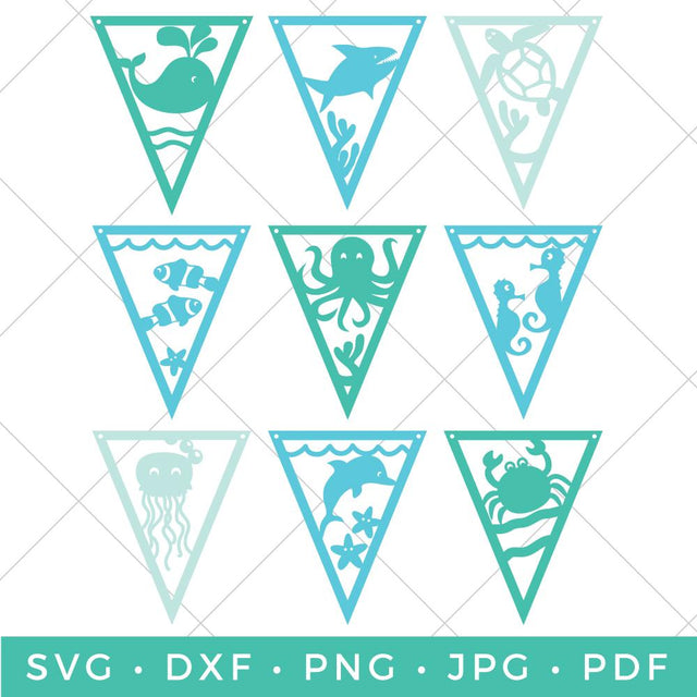 Under the Sea Pennants SVG Hey Let's Make Stuff 