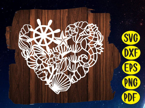 Underwater Heart Paper cut SVG Johan Ru designs 