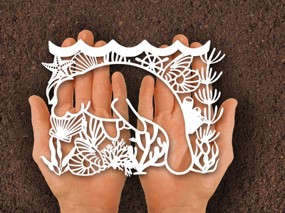 underwater Manatee Fish Paper cut SVG Johan Ru designs 