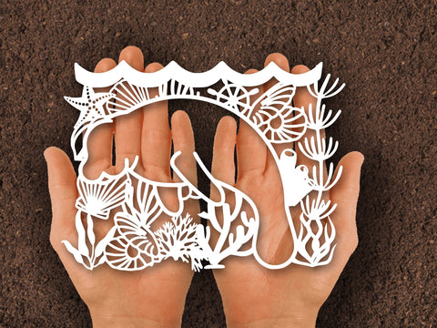 underwater Manatee Fish Paper cut SVG Johan Ru designs 