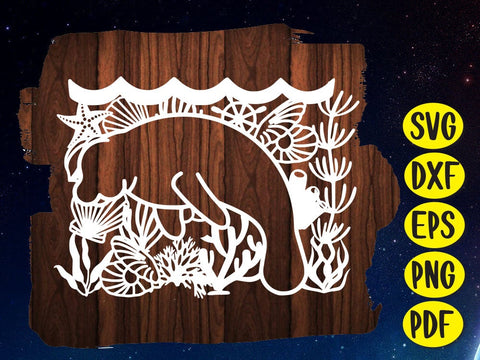 underwater Manatee Fish Paper cut SVG Johan Ru designs 