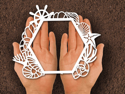 Underwater polygon Frame Paper cut SVG Johan Ru designs 