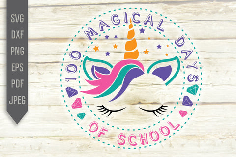 Unicorn 100 Magical Days Svg. 100 Days of School Svg. Girl Svg Designs. 100 Days Smarter Cricut, Silhouette, dxf, png, eps SVG Mint And Beer Creations 