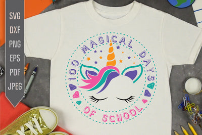 Unicorn 100 Magical Days Svg. 100 Days of School Svg. Girl Svg Designs. 100 Days Smarter Cricut, Silhouette, dxf, png, eps SVG Mint And Beer Creations 