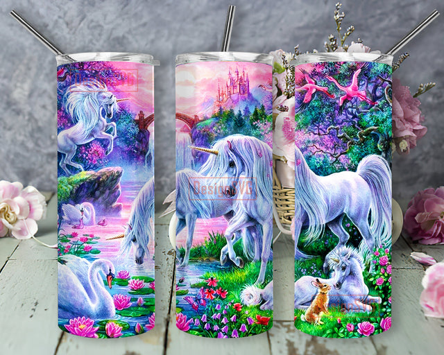 Unicorn 20oz Tumbler Wrap, Magical Forest Tumbler Png, Legendary Creature Design Tumbler, Animals Fantasy Tumbler, Unicorn Sublimation Design, Instant Download Sublimation DesignSVG 