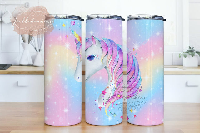 Unicorn 20oz Tumbler Wrap PNG, Cute Unicorn Colorful 20 oz Skinny Tumbler Sublimation Design Rainbow Neon Tumbler Wrap, Unicorn tumbler wrap Sublimation Rabbitmakies 
