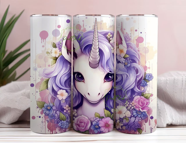 Unicorn 20oz Tumbler Wrap PNG Cute Watercolor Sublimation Seamless Design Instant Digital Download Sublimation PixelChick 