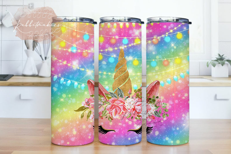 Unicorn 20oz Tumbler Wrap PNG Download Sublimation Rabbitmakies 