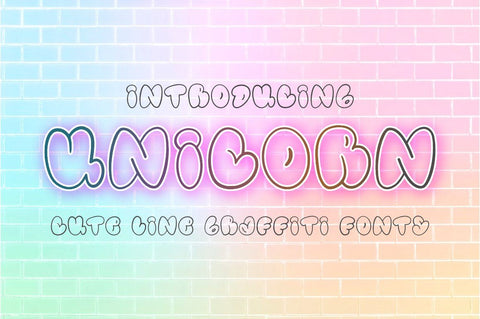 Unicorn a Cute Line Graffiti Font Font Masyafi Studio 