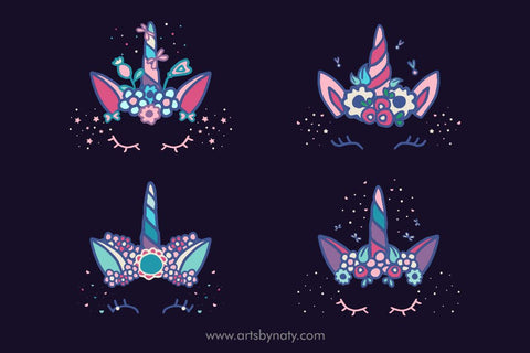 Unicorn and flowers vector SVG clipart. SVG Arts By Naty 