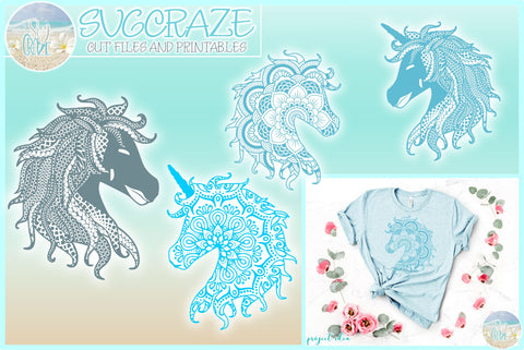 Unicorn and Horse Mandala Zentangle Mini Bundle SVG SVG Harbor Grace Designs 