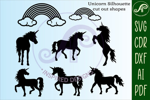 Unicorn and Horse Silhouette laser cut shapes x 18 SVG SVG APInspireddesigns 