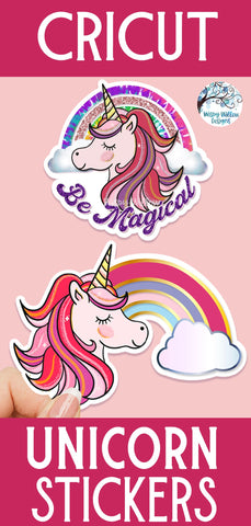 Unicorn and Rainbow Stickers PNG Sublimation Wispy Willow Designs 