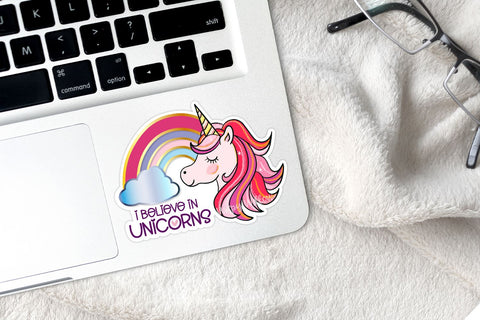 Unicorn and Rainbow Stickers PNG Sublimation Wispy Willow Designs 